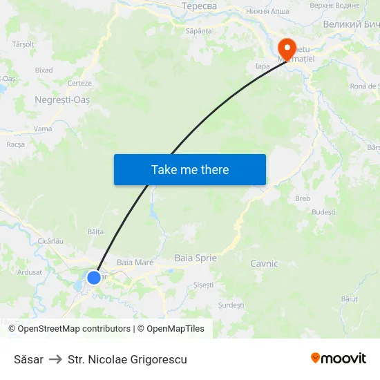 Săsar to Str. Nicolae Grigorescu map
