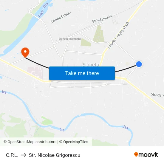C.P.L. to Str. Nicolae Grigorescu map