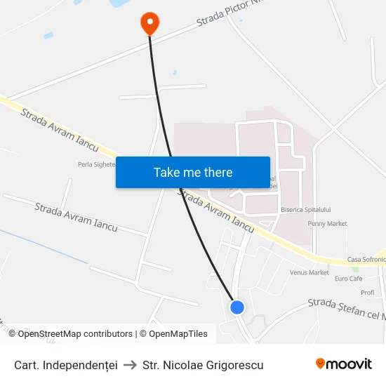Cart. Independenței to Str. Nicolae Grigorescu map