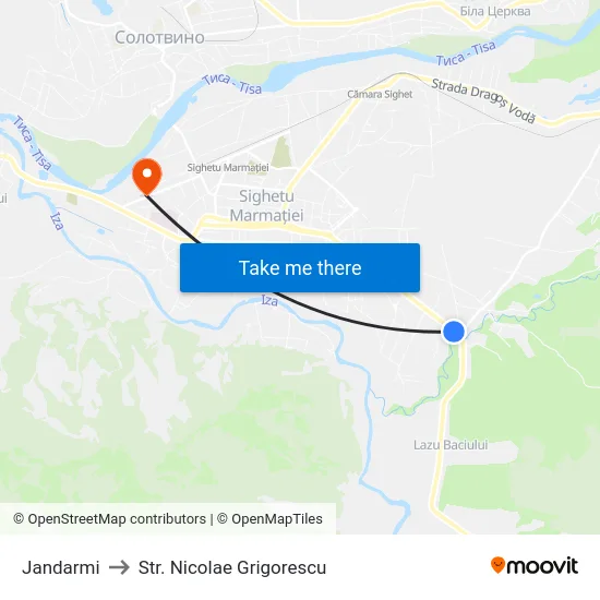 Jandarmi to Str. Nicolae Grigorescu map