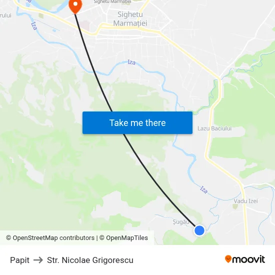 Papit to Str. Nicolae Grigorescu map