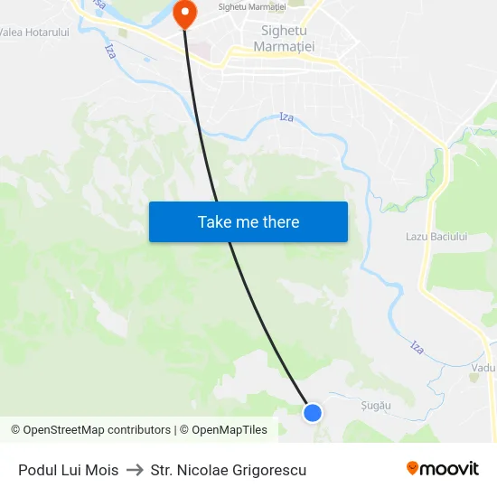 Podul Lui Mois to Str. Nicolae Grigorescu map
