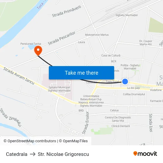 Catedrala to Str. Nicolae Grigorescu map