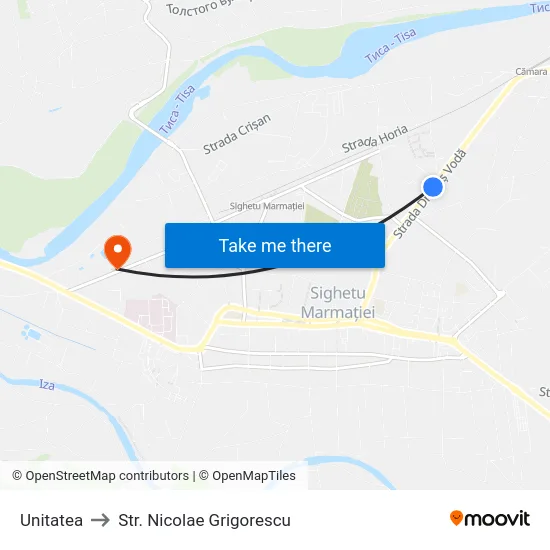 Unitatea to Str. Nicolae Grigorescu map