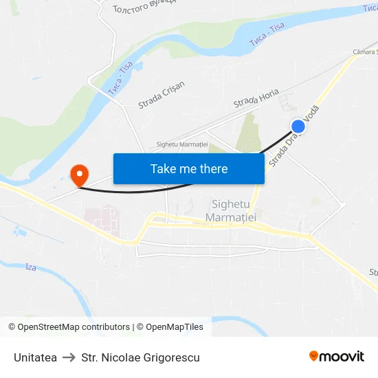 Unitatea to Str. Nicolae Grigorescu map