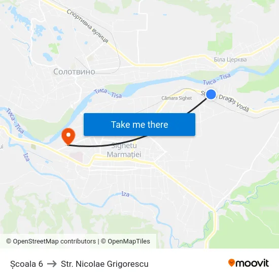 Școala 6 to Str. Nicolae Grigorescu map