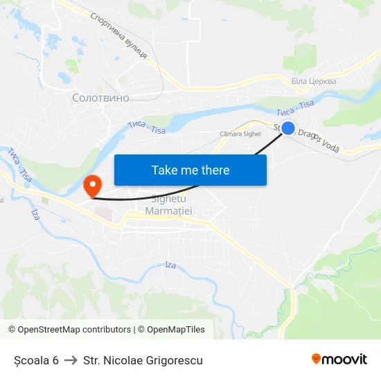 Școala 6 to Str. Nicolae Grigorescu map