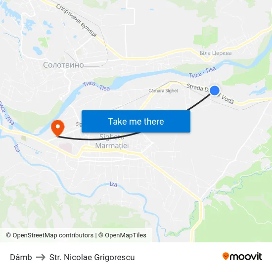 Dâmb to Str. Nicolae Grigorescu map