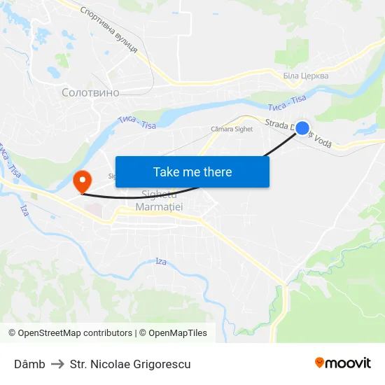 Dâmb to Str. Nicolae Grigorescu map