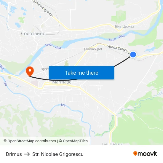 Drimus to Str. Nicolae Grigorescu map