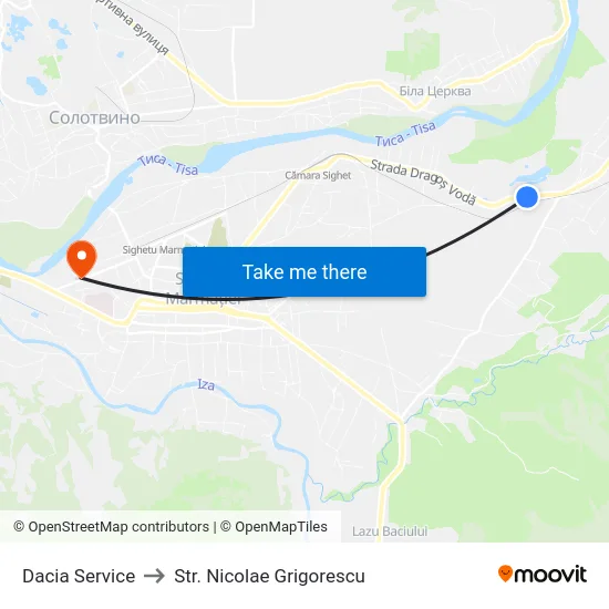 Dacia Service to Str. Nicolae Grigorescu map