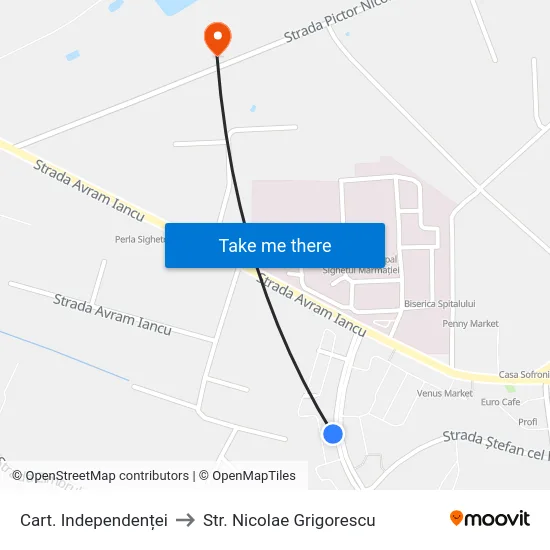 Cart. Independenței to Str. Nicolae Grigorescu map