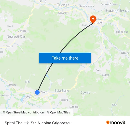 Spital Tbc to Str. Nicolae Grigorescu map