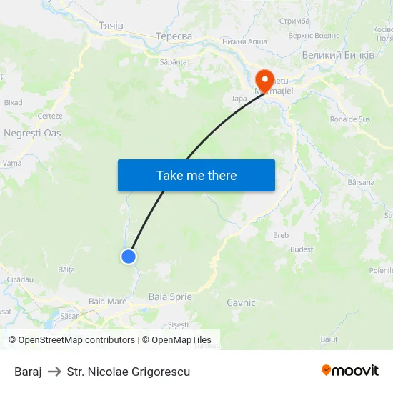 Baraj to Str. Nicolae Grigorescu map