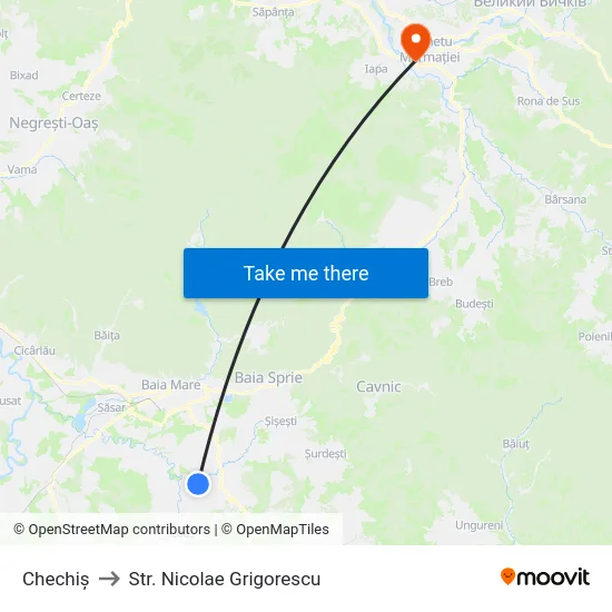 Chechiș to Str. Nicolae Grigorescu map