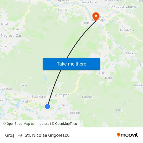 Groși to Str. Nicolae Grigorescu map