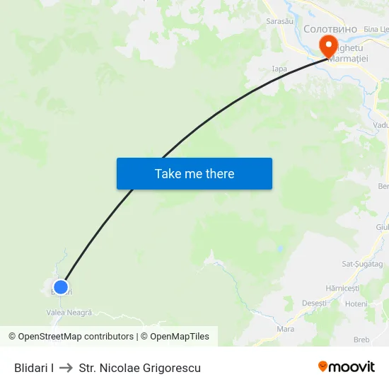 Blidari I to Str. Nicolae Grigorescu map