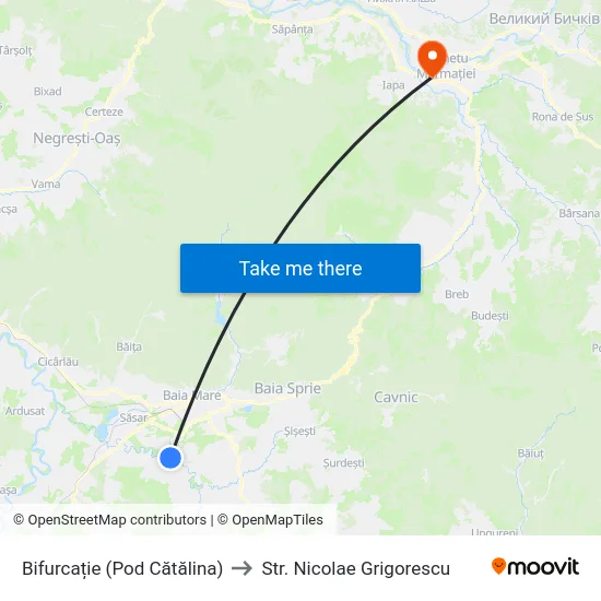 Bifurcație (Pod Cătălina) to Str. Nicolae Grigorescu map