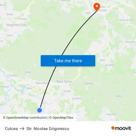 Culcea to Str. Nicolae Grigorescu map