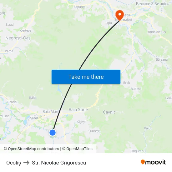 Ocoliș to Str. Nicolae Grigorescu map