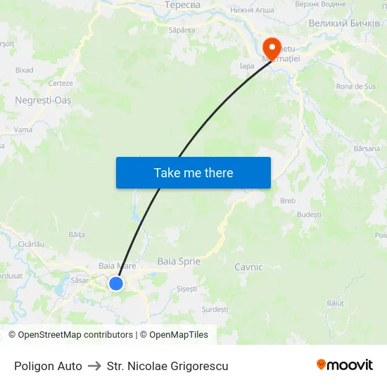 Poligon Auto to Str. Nicolae Grigorescu map