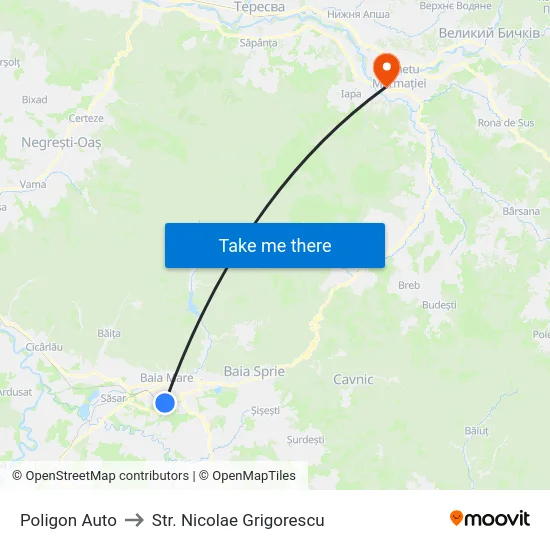 Poligon Auto to Str. Nicolae Grigorescu map
