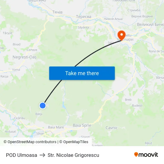 POD Ulmoasa to Str. Nicolae Grigorescu map