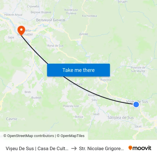 Vișeu De Sus | Casa De Cultură to Str. Nicolae Grigorescu map