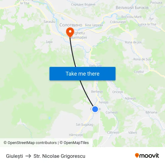 Giulești to Str. Nicolae Grigorescu map