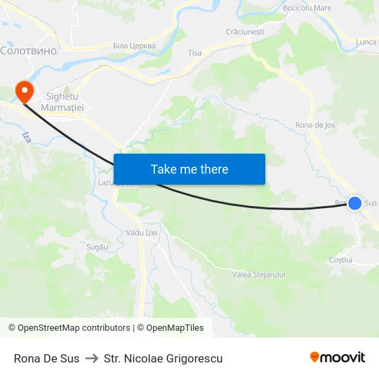Rona De Sus to Str. Nicolae Grigorescu map