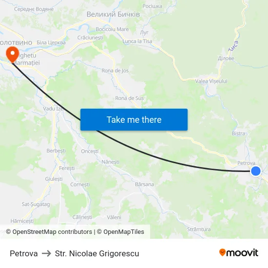 Petrova to Str. Nicolae Grigorescu map