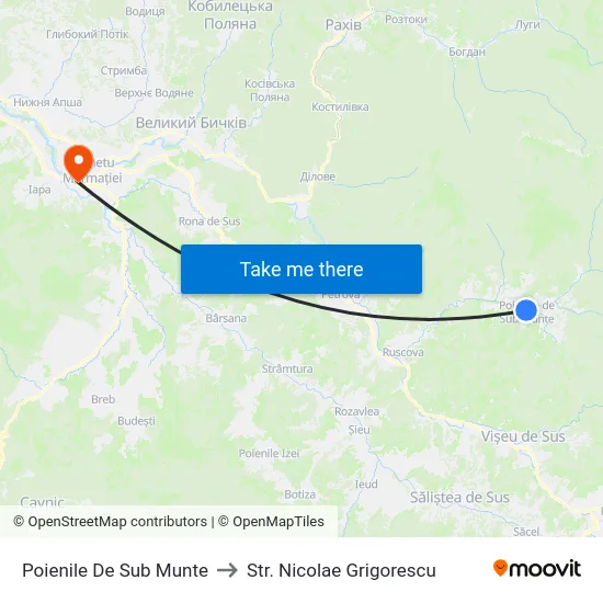 Poienile De Sub Munte to Str. Nicolae Grigorescu map