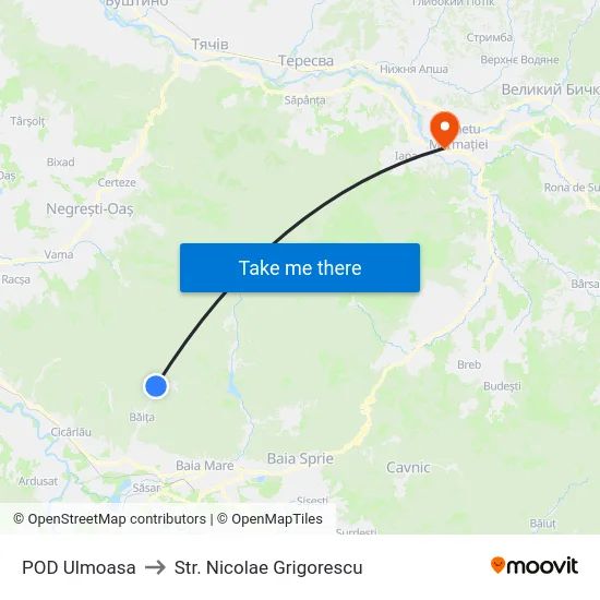 POD Ulmoasa to Str. Nicolae Grigorescu map