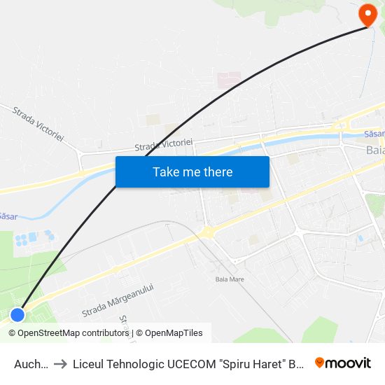 Auchan to Liceul Tehnologic UCECOM "Spiru Haret" Baia Mare map