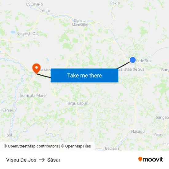 Vișeu De Jos to Săsar map