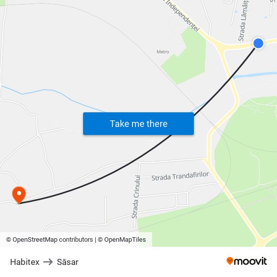Habitex to Săsar map