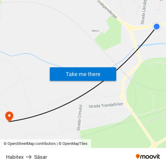 Habitex to Săsar map