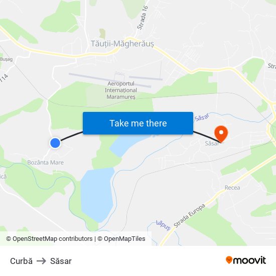 Curbă to Săsar map