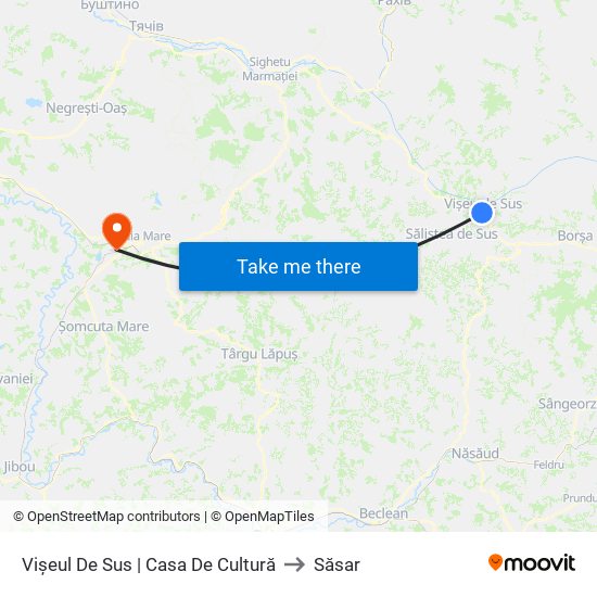 Vișeul De Sus | Casa De Cultură to Săsar map