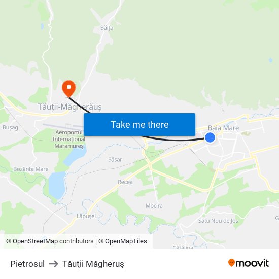 Pietrosul to Tăuţii Măgheruş map