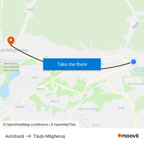 Autobază to Tăuţii Măgheruş map