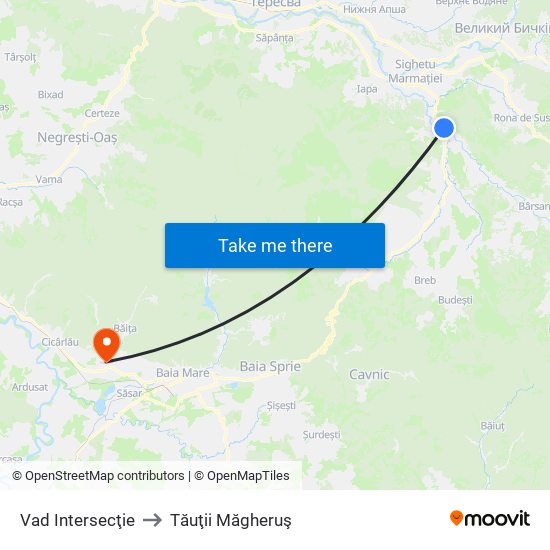 Vad Intersecţie to Tăuţii Măgheruş map