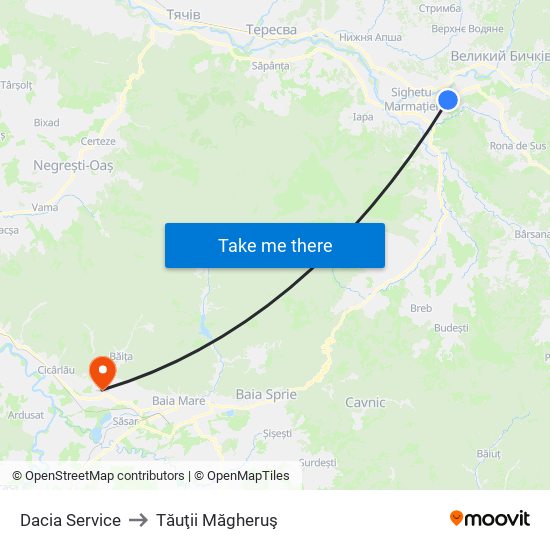 Dacia Service to Tăuţii Măgheruş map