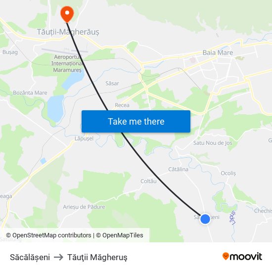 Săcălășeni to Tăuţii Măgheruş map