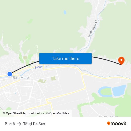 Buclă to Tãuți De Sus map