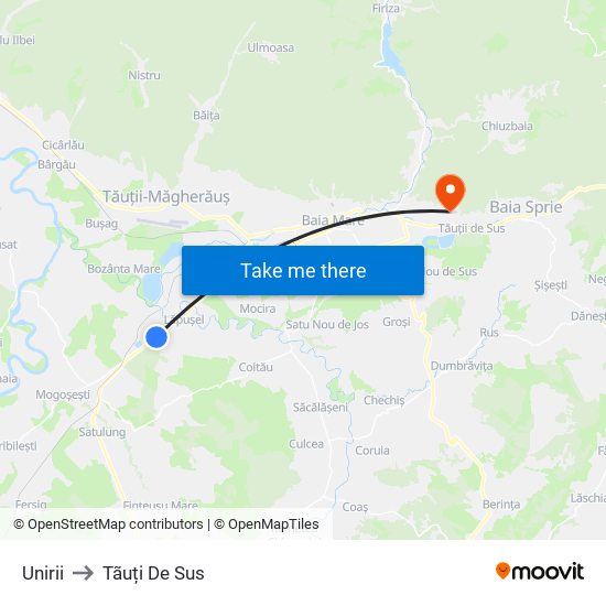 Unirii to Tãuți De Sus map