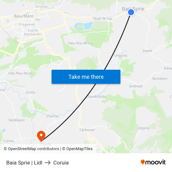 Baia Sprie | Lidl to Coruia map