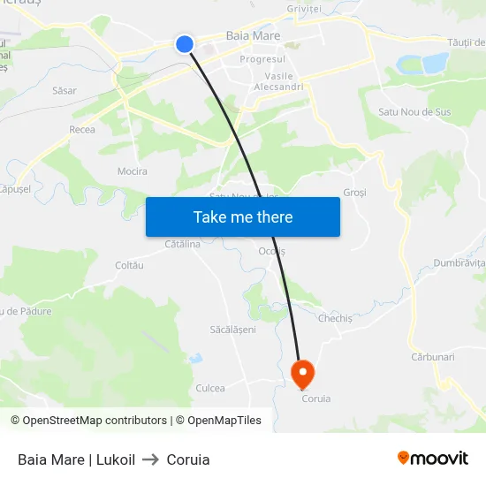 Baia Mare | Lukoil to Coruia map