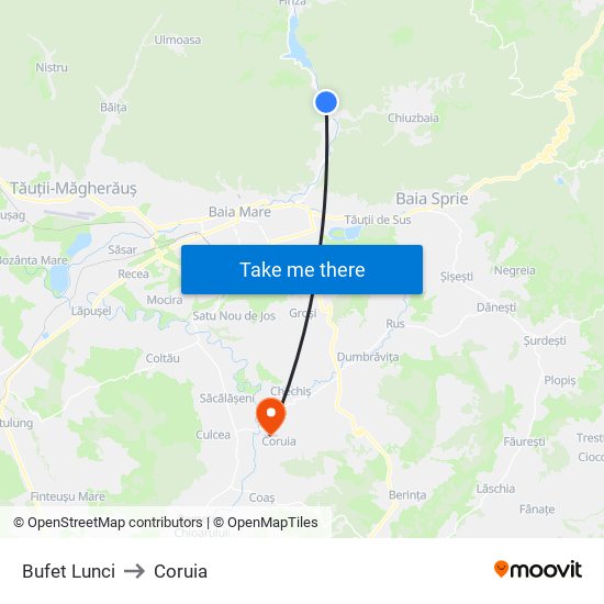 Bufet Lunci to Coruia map