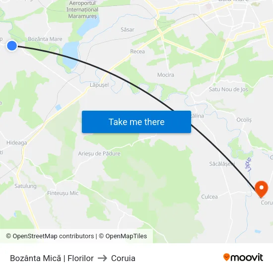 Bozânta Mică | Florilor to Coruia map